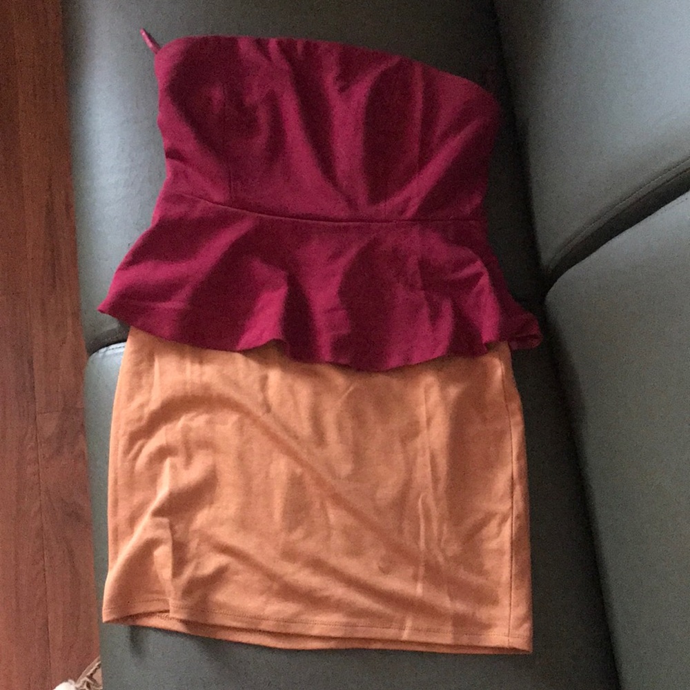 Jealous Tomato burgundy peplum dress size S
